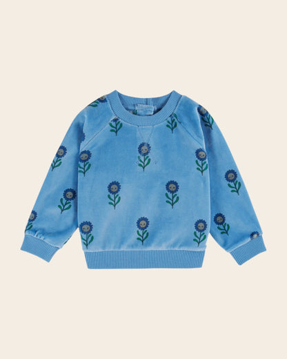 Sweat - Velours Marguerite bleu
