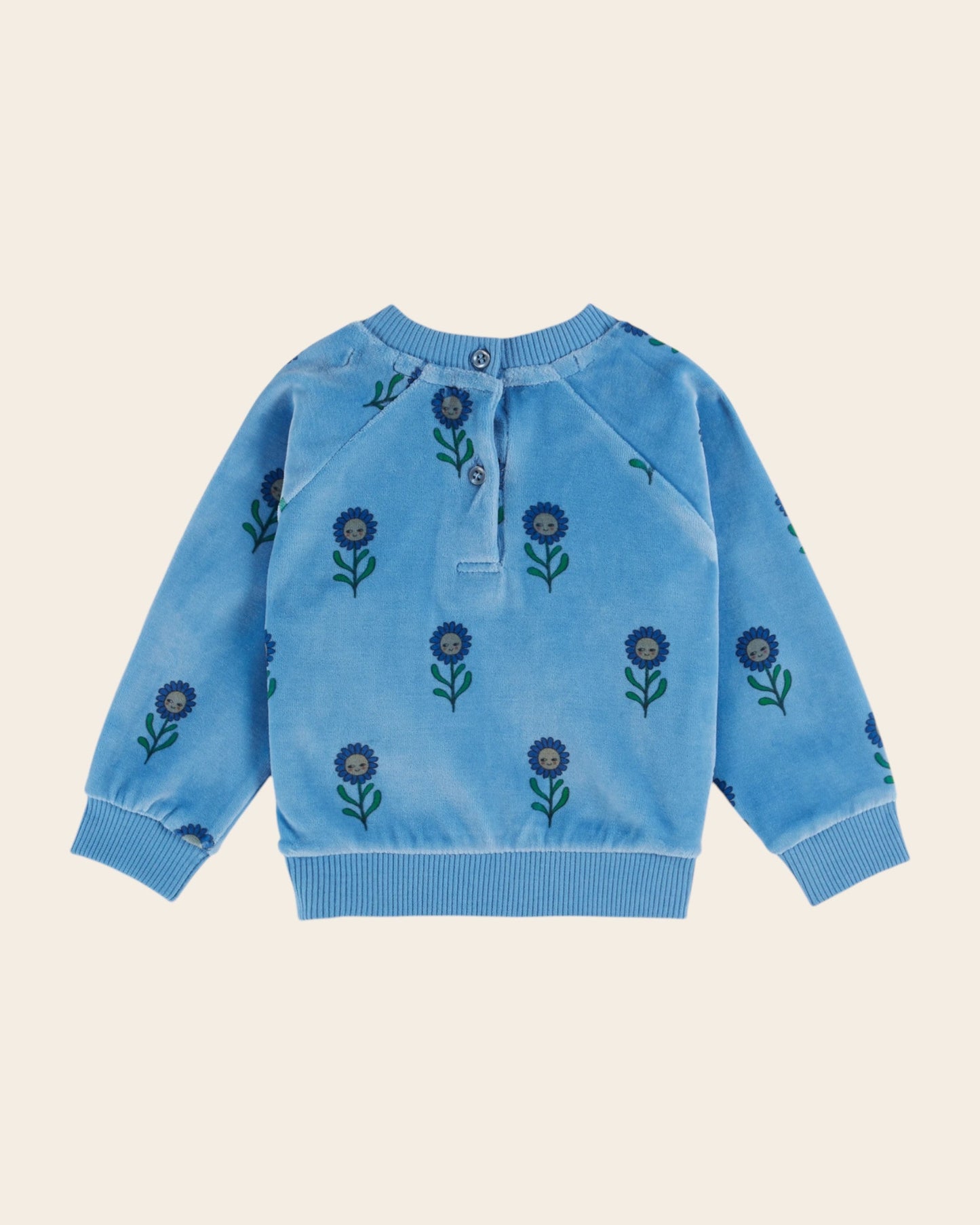 Sweat - Velours Marguerite bleu