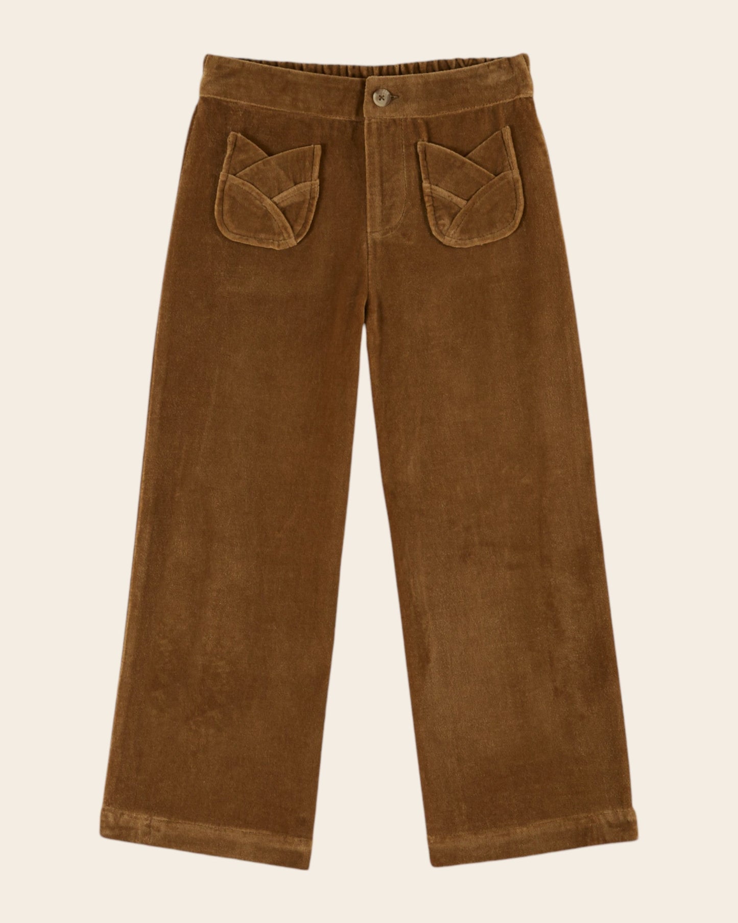 Pantalon - Velours poches tulipe bronze
