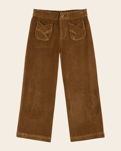 Pantalon - Velours poches tulipe bronze