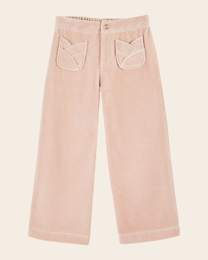 Pantalon - Velours poches tulipe rose