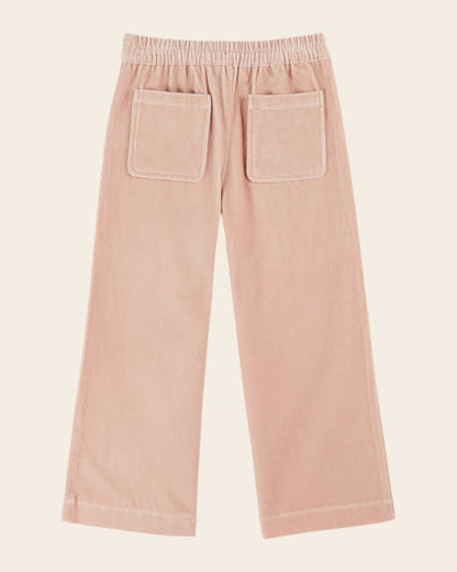 Pantalon - Velours poches tulipe rose