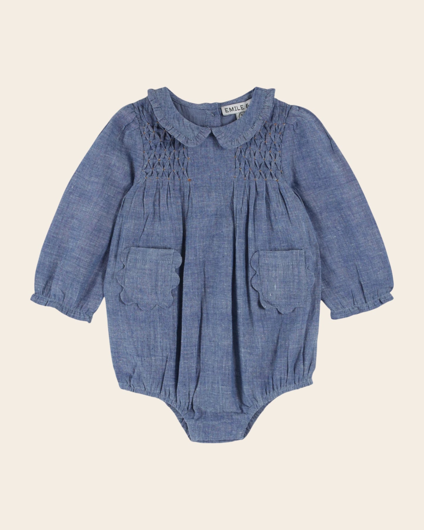 Combibloomer - Smocké chambray