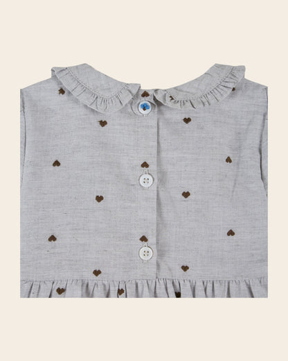 Combibloomer smocké coeurs gris