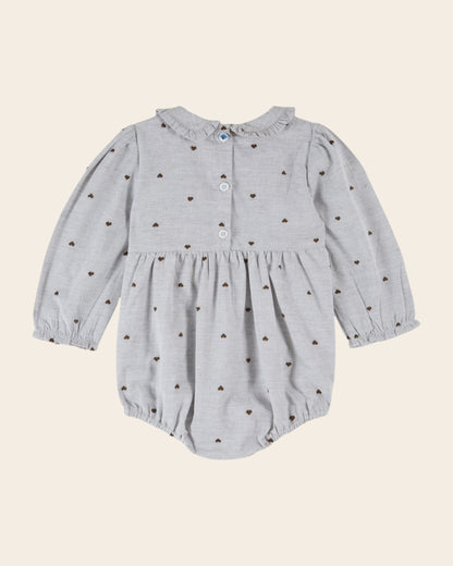 Combibloomer smocké coeurs gris