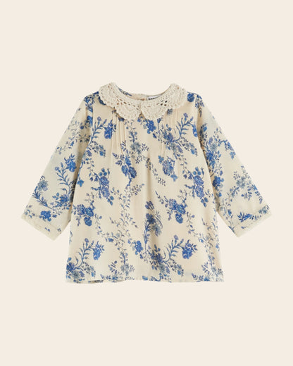 Robe bébé - Col crochet orchid bleu