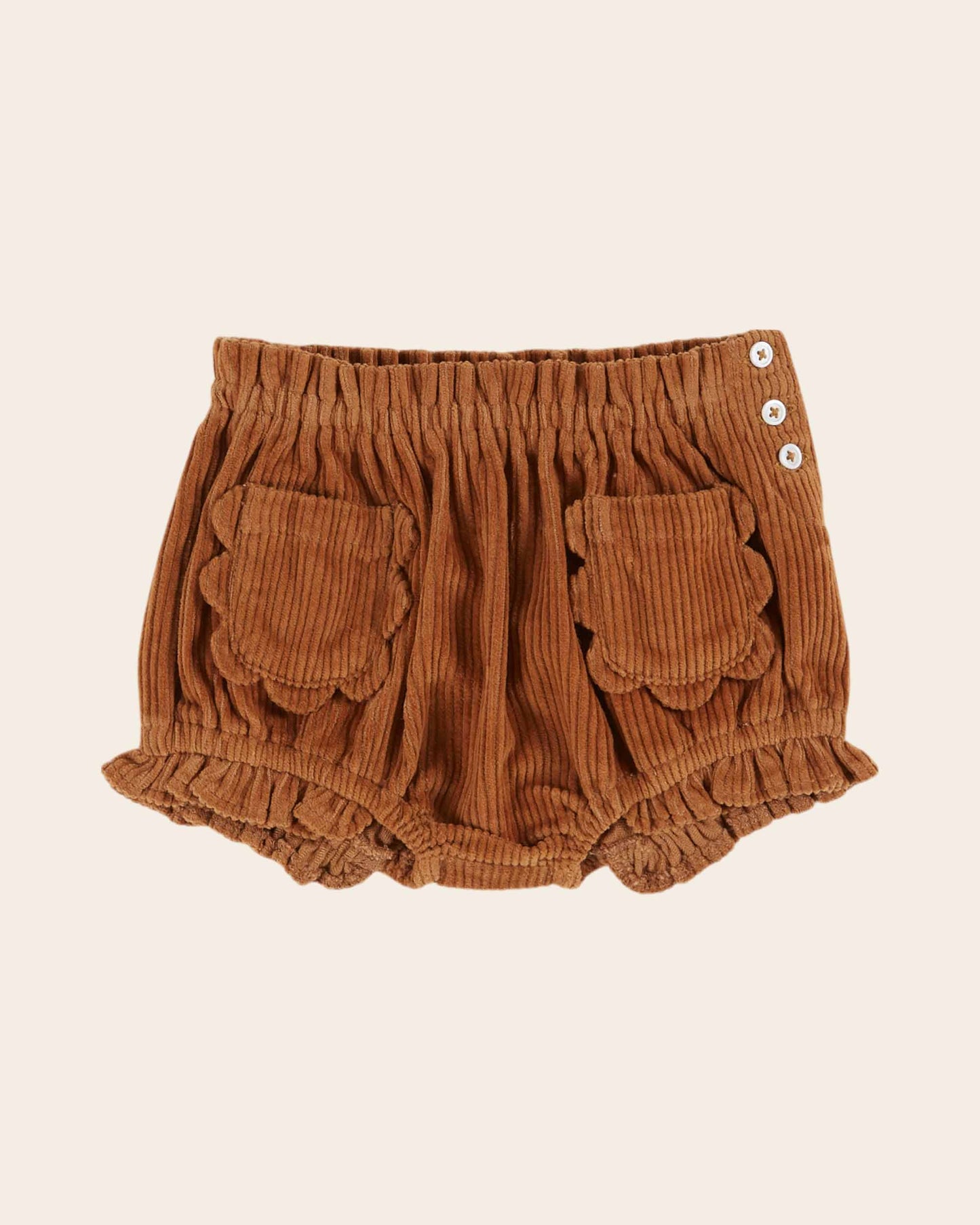 Bloomer - Velours poches fleurs caramel