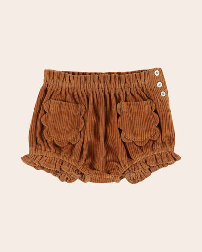 Bloomer - Velours poches fleurs caramel