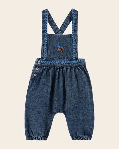 Salopette - Brodé denim bleu