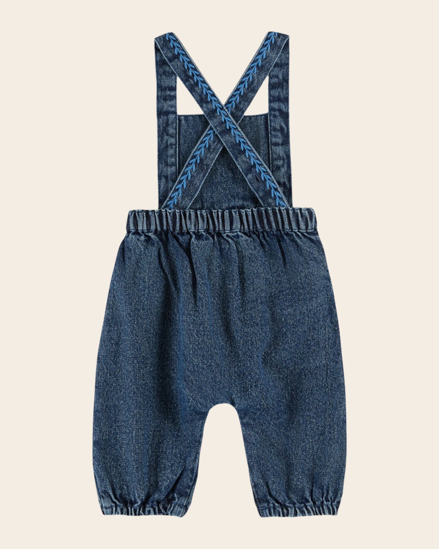 Salopette - Brodé denim bleu