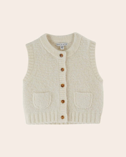 Cardigan - Sans manches ultra doux écru