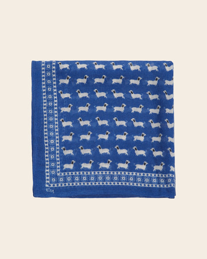 Foulard - Teckels bleu 50 x 50 cm