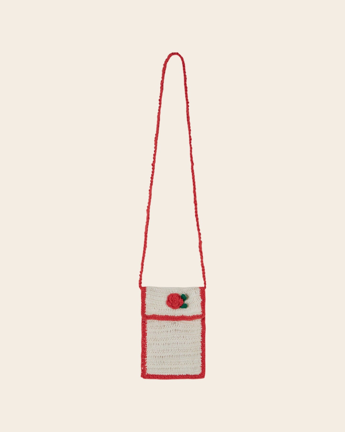 Sac crochet rose écru