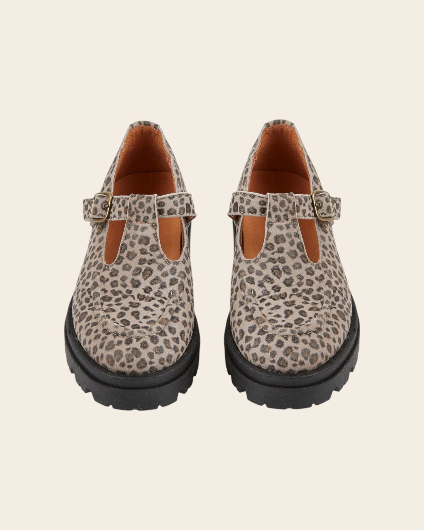 Mocassins salomé cuir léopard grège