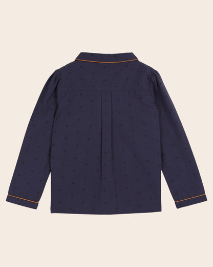 Pyjama fille - Coeurs brodés navy