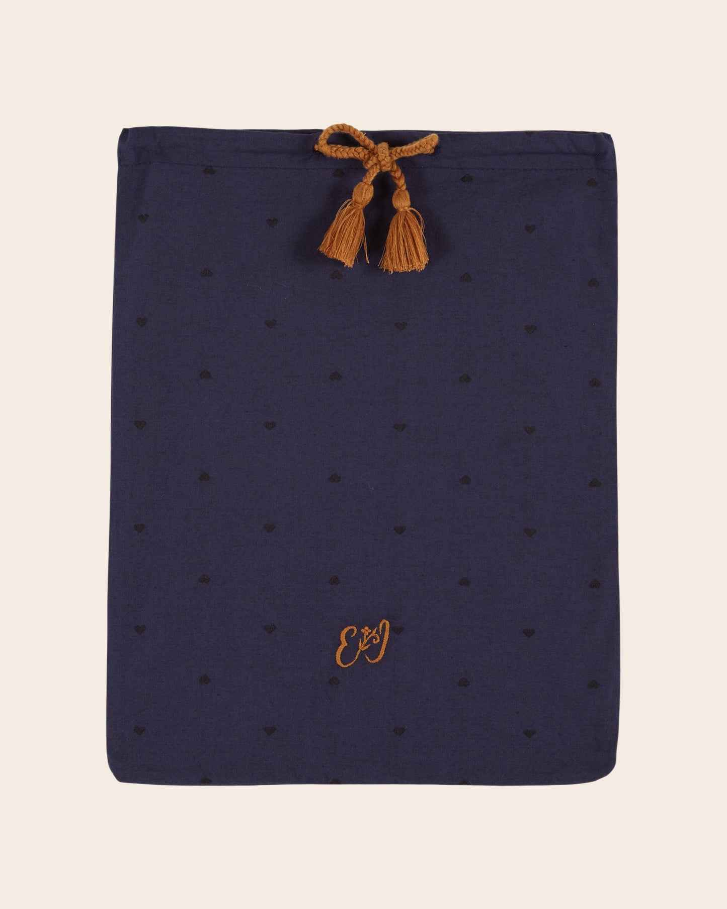 Pyjama fille - Coeurs brodés navy