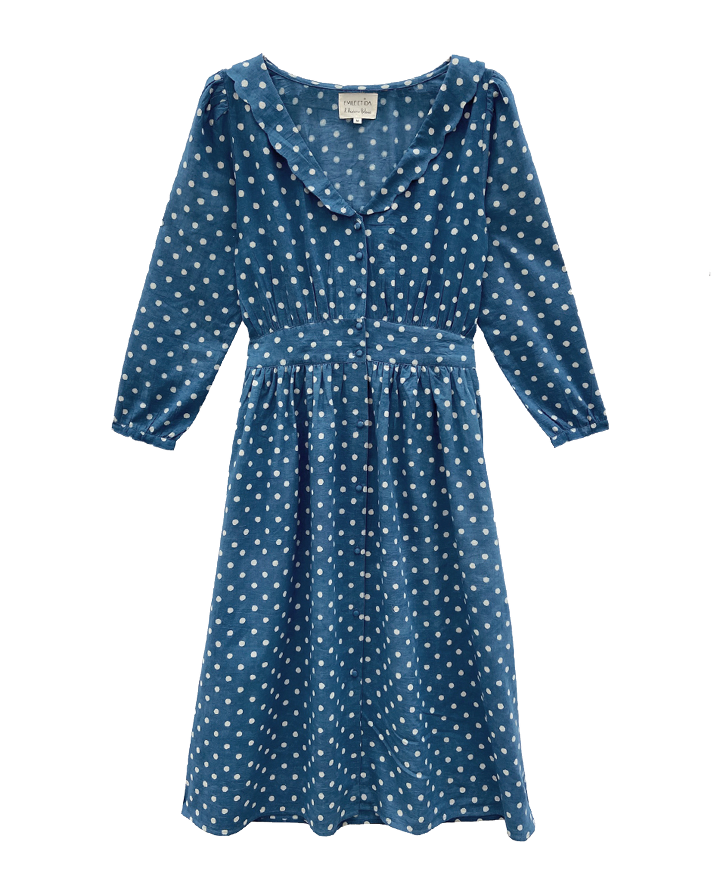Exclusivité - robe  bagru bleu a pois blanc femme