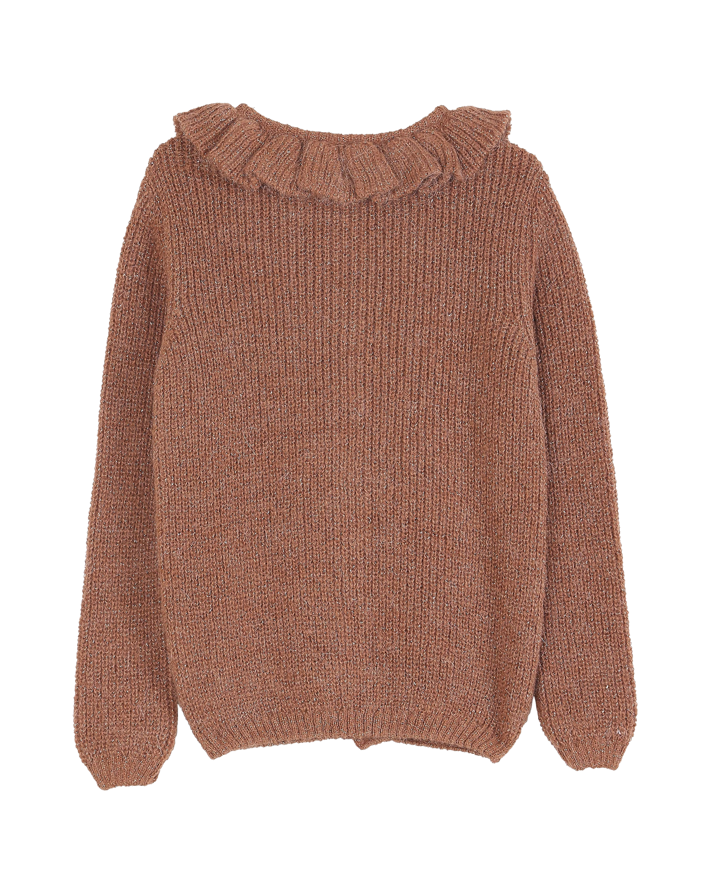 Cardigan collerette bébé lurex châtaigne