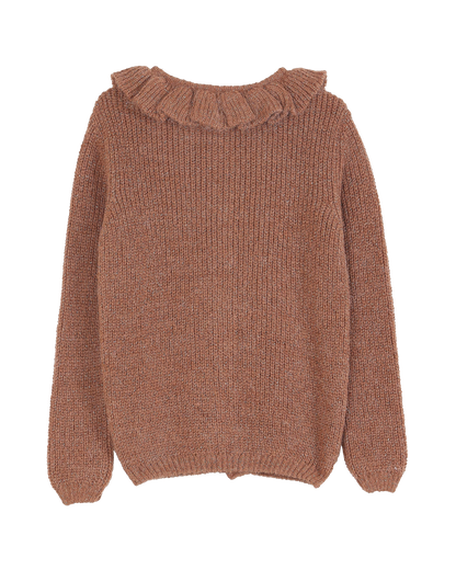 Cardigan collerette bébé lurex châtaigne