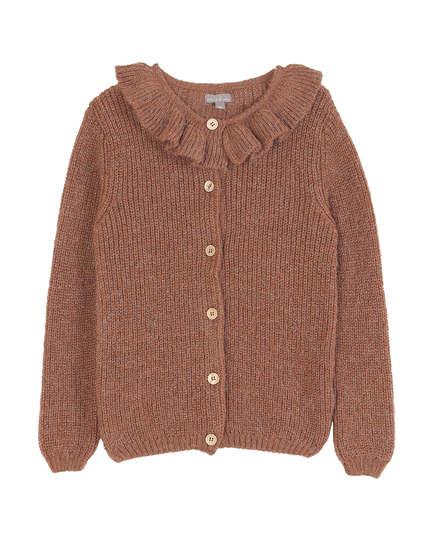 Cardigan collerette bébé lurex châtaigne