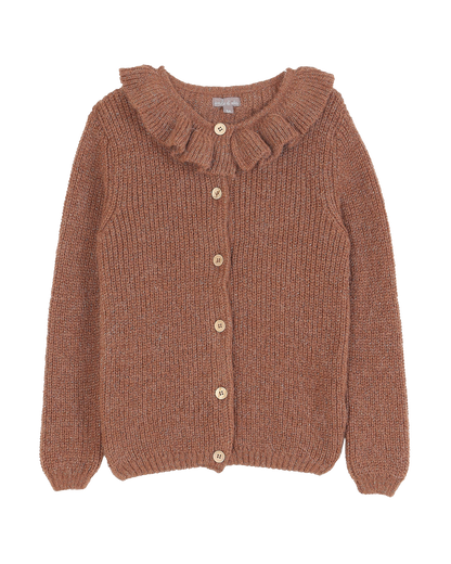 Cardigan collerette bébé lurex châtaigne