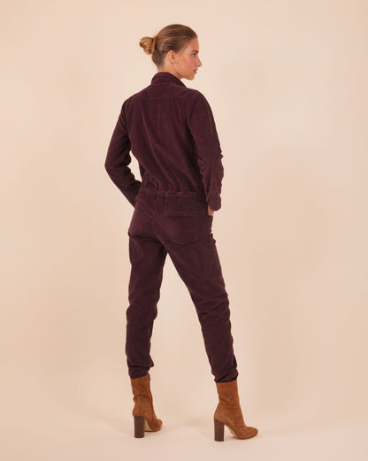 Combinaison velours de coton aubergine