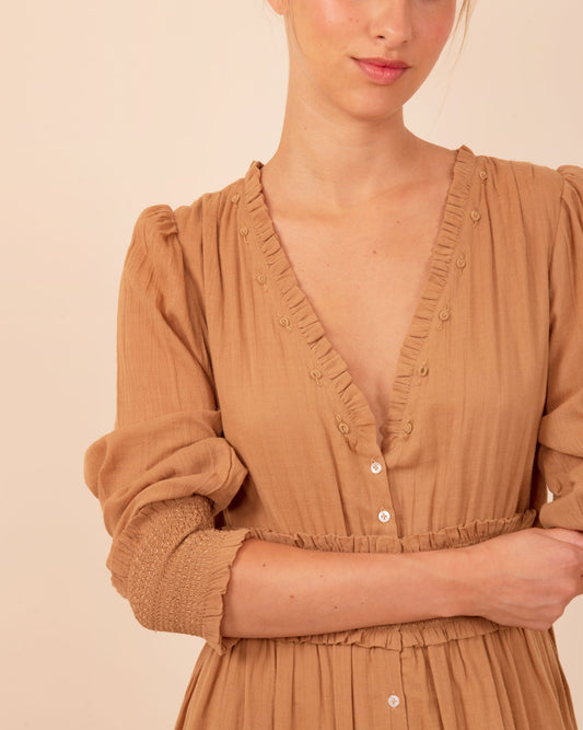 Robe longue coton noix