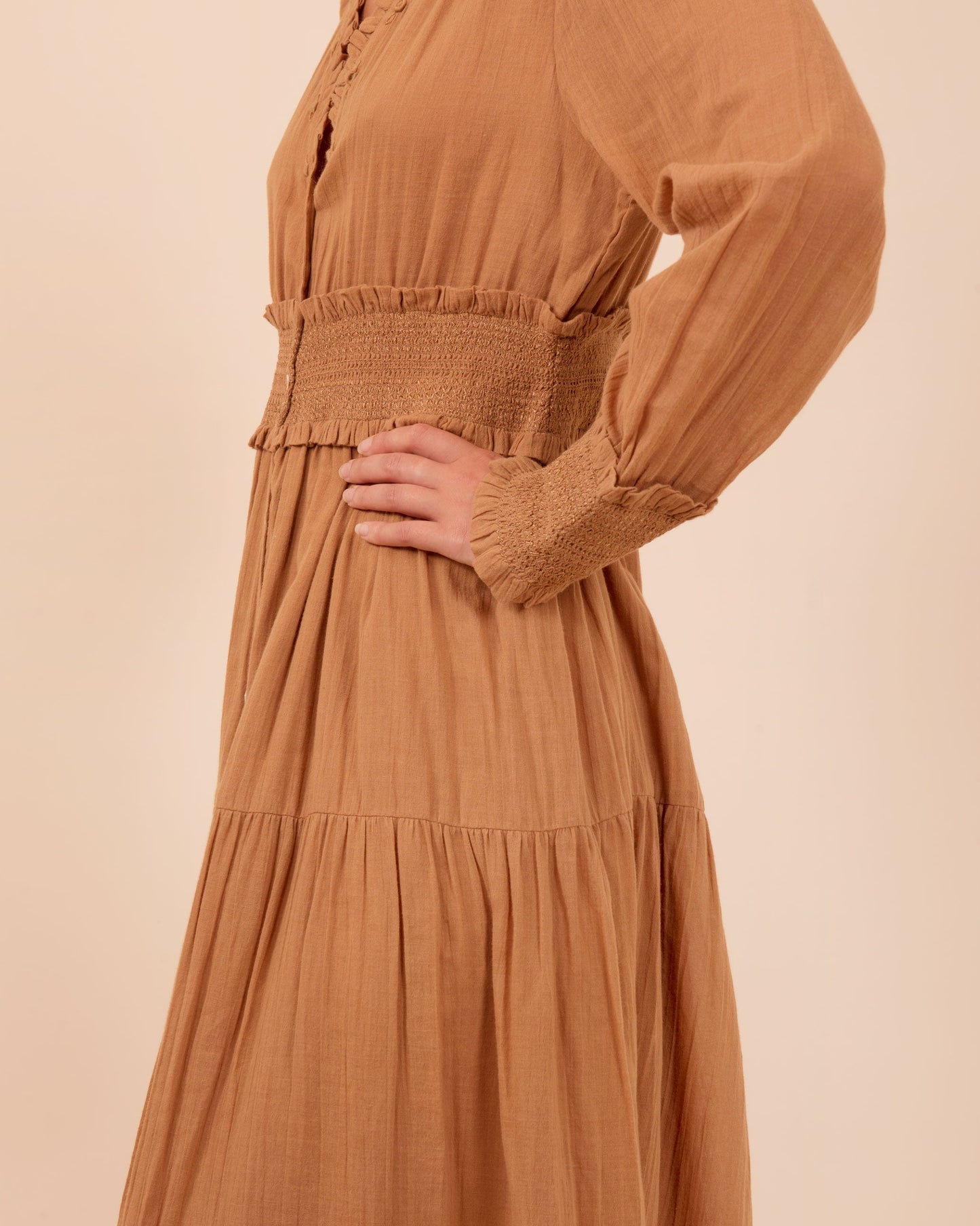 Robe longue coton noix
