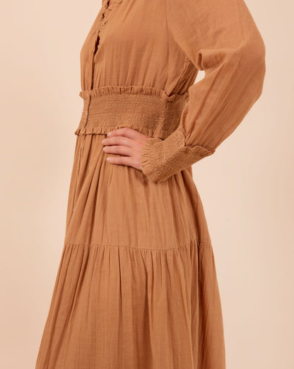 Robe longue coton noix