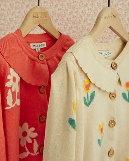 Cardigan fleurs coton bio fille grenadine