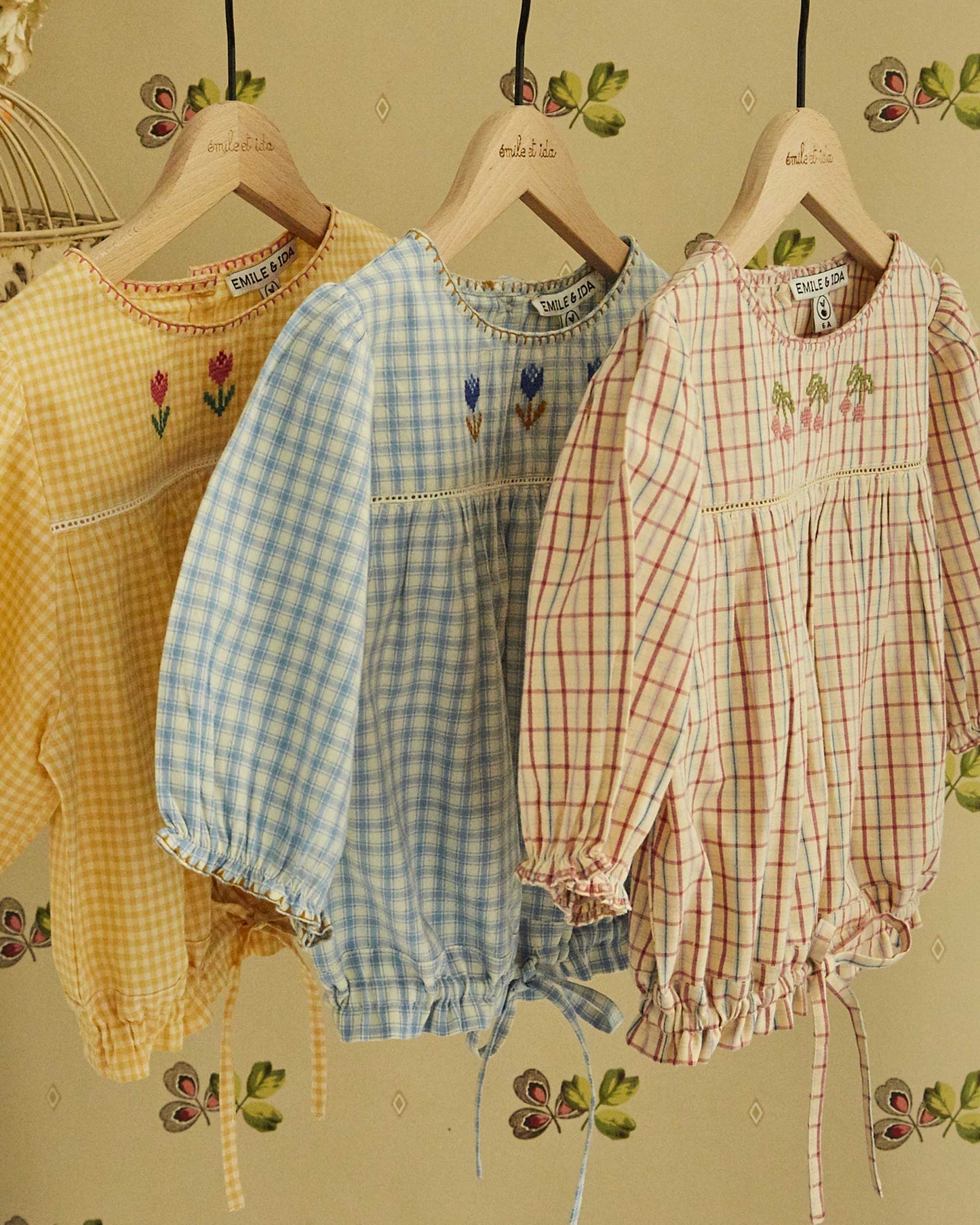 Blouse broderie vichy jaune
