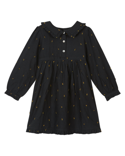 Robe brodée bitume