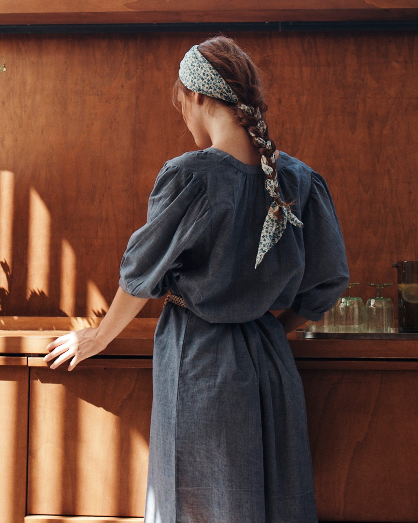 Robe khadi de coton bleu
