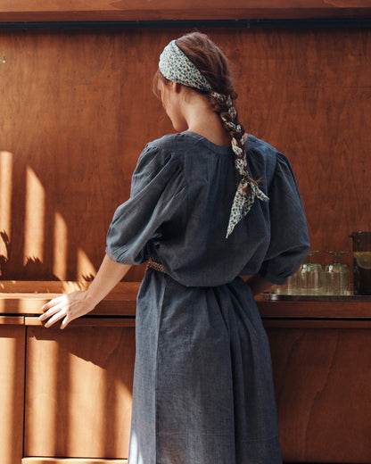 Robe khadi de coton bleu