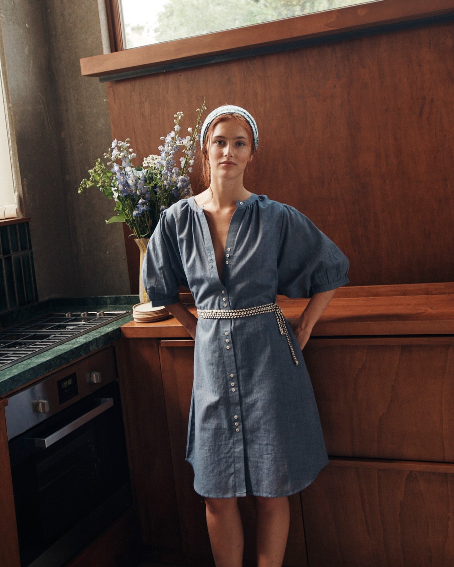 Robe khadi de coton bleu