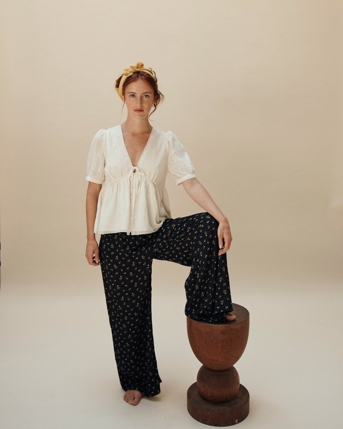 Blouse broderie vintage écru