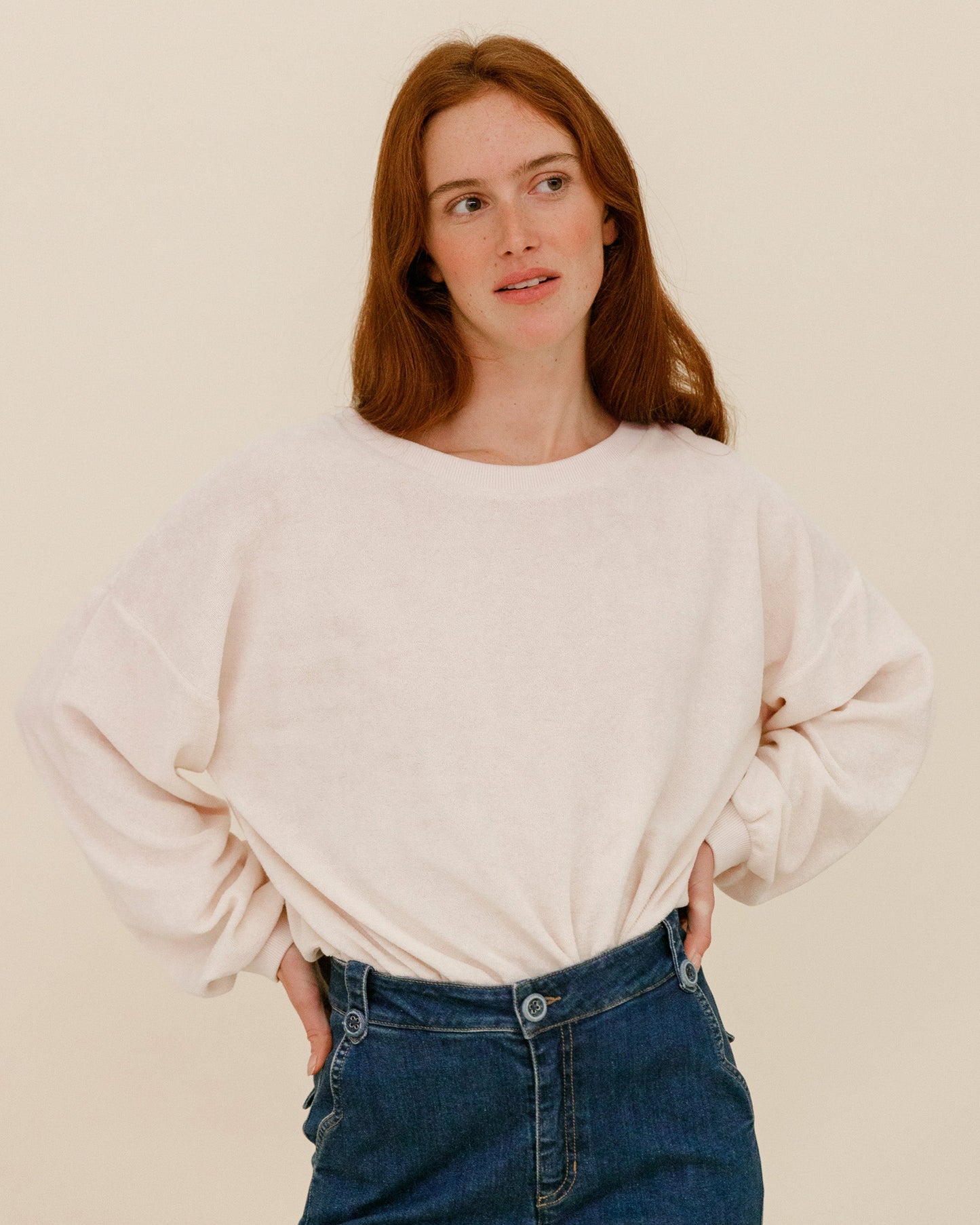 Sweat éponge uni crème