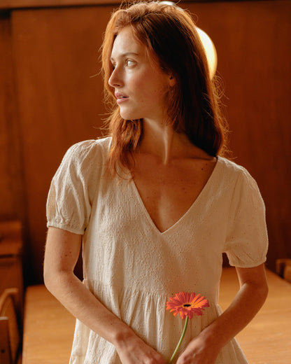 Robe broderie anglaise écru