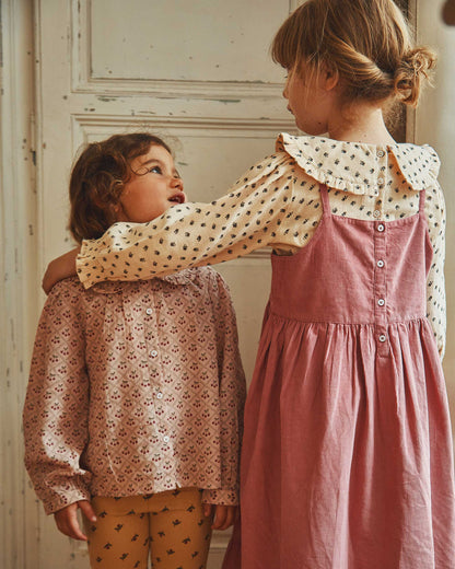 Robe à bretelles velours flamingo