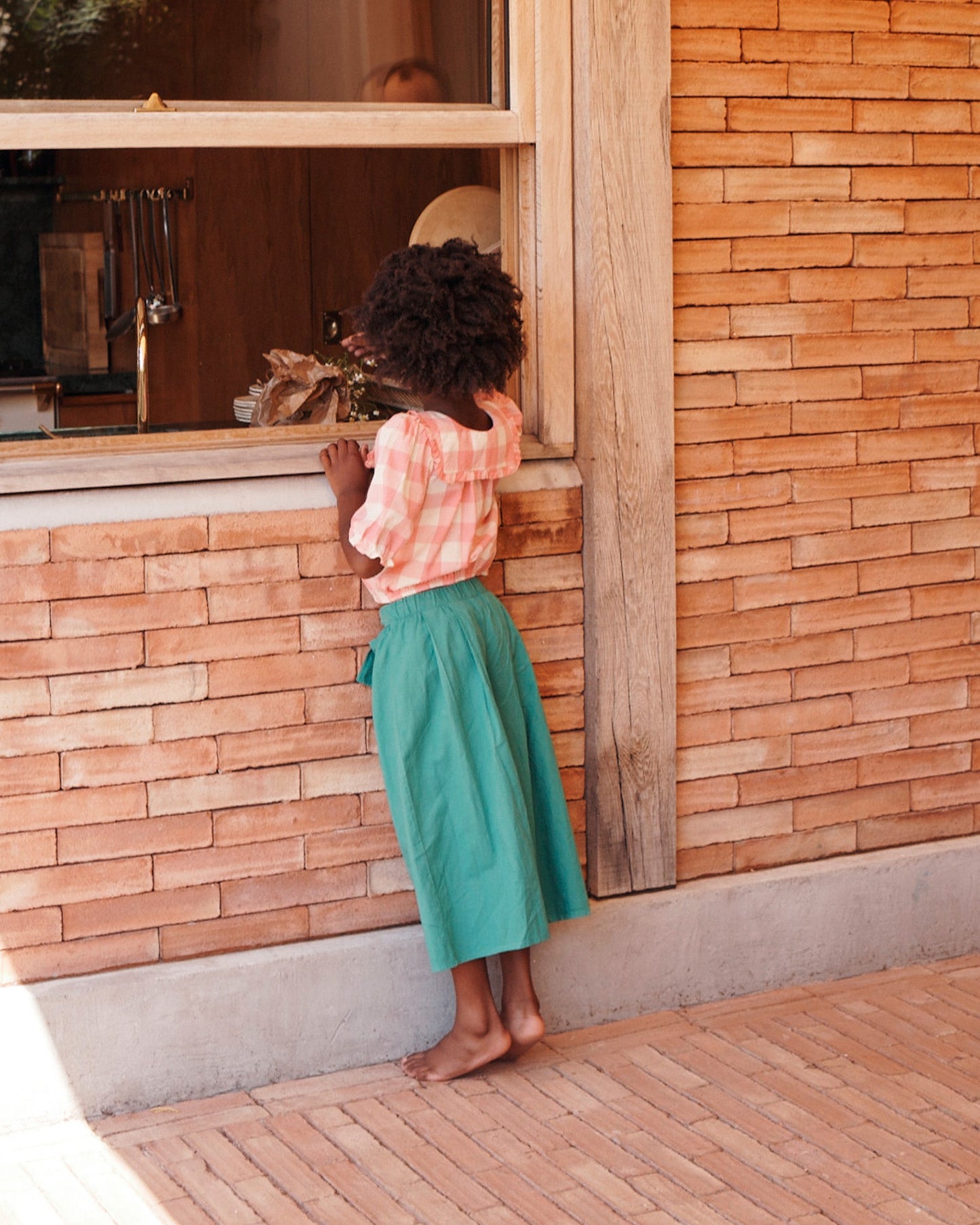 Pantalon noué lin et coton haricot