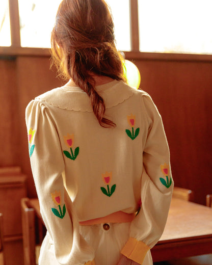Cardigan tulipe coton bio écru