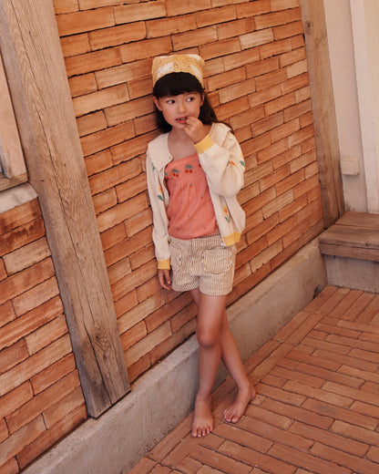 Short poches fleurs rayure miel