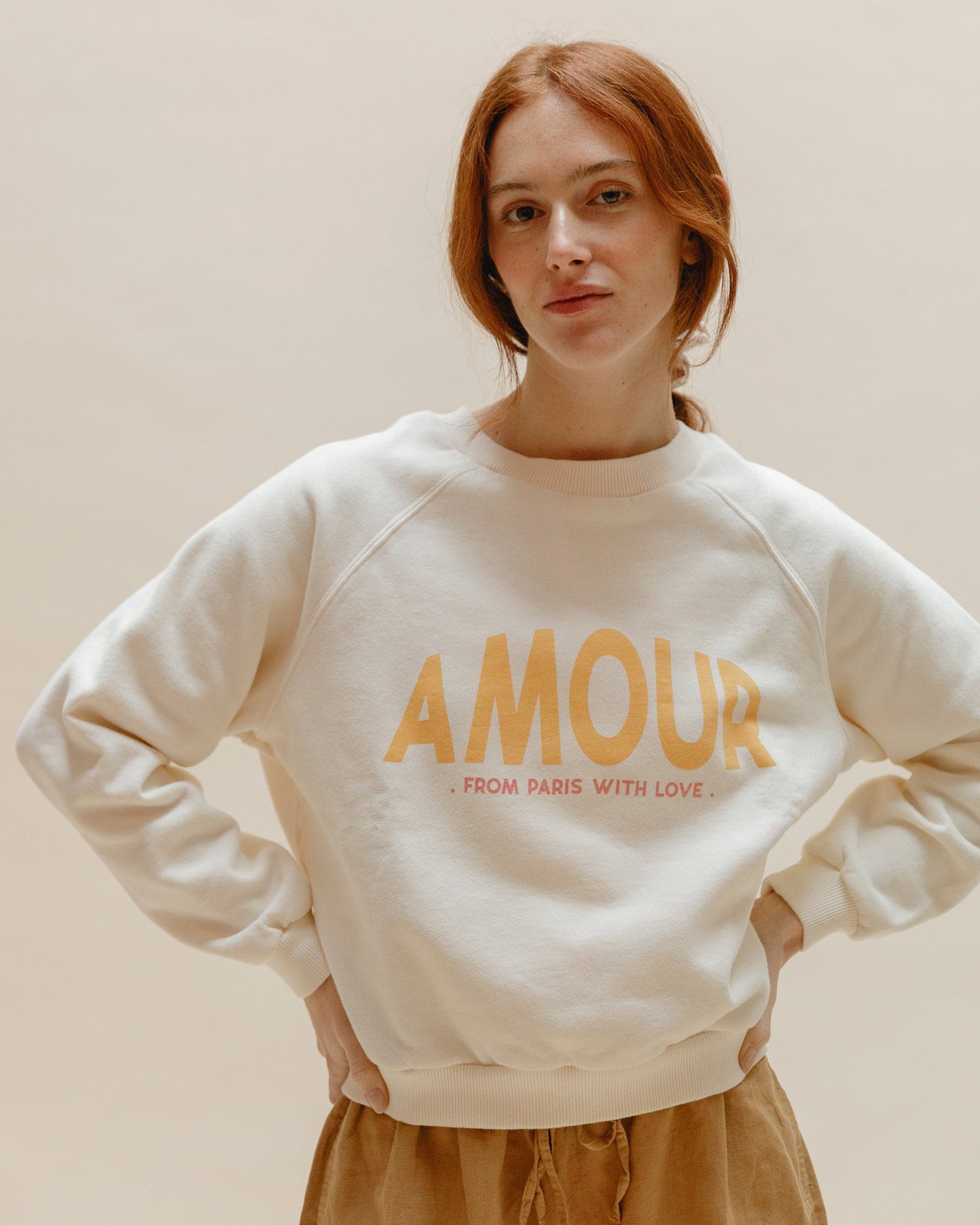 Sweat amour coton bio écru