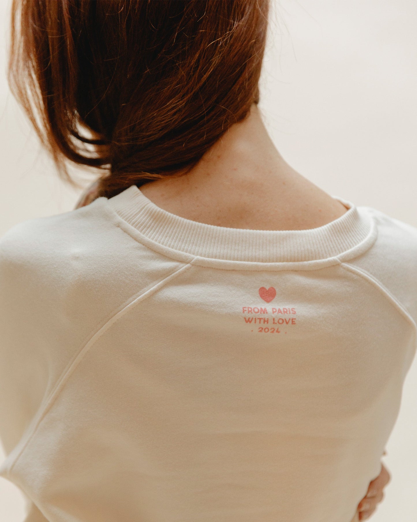 Sweat amour coton bio écru