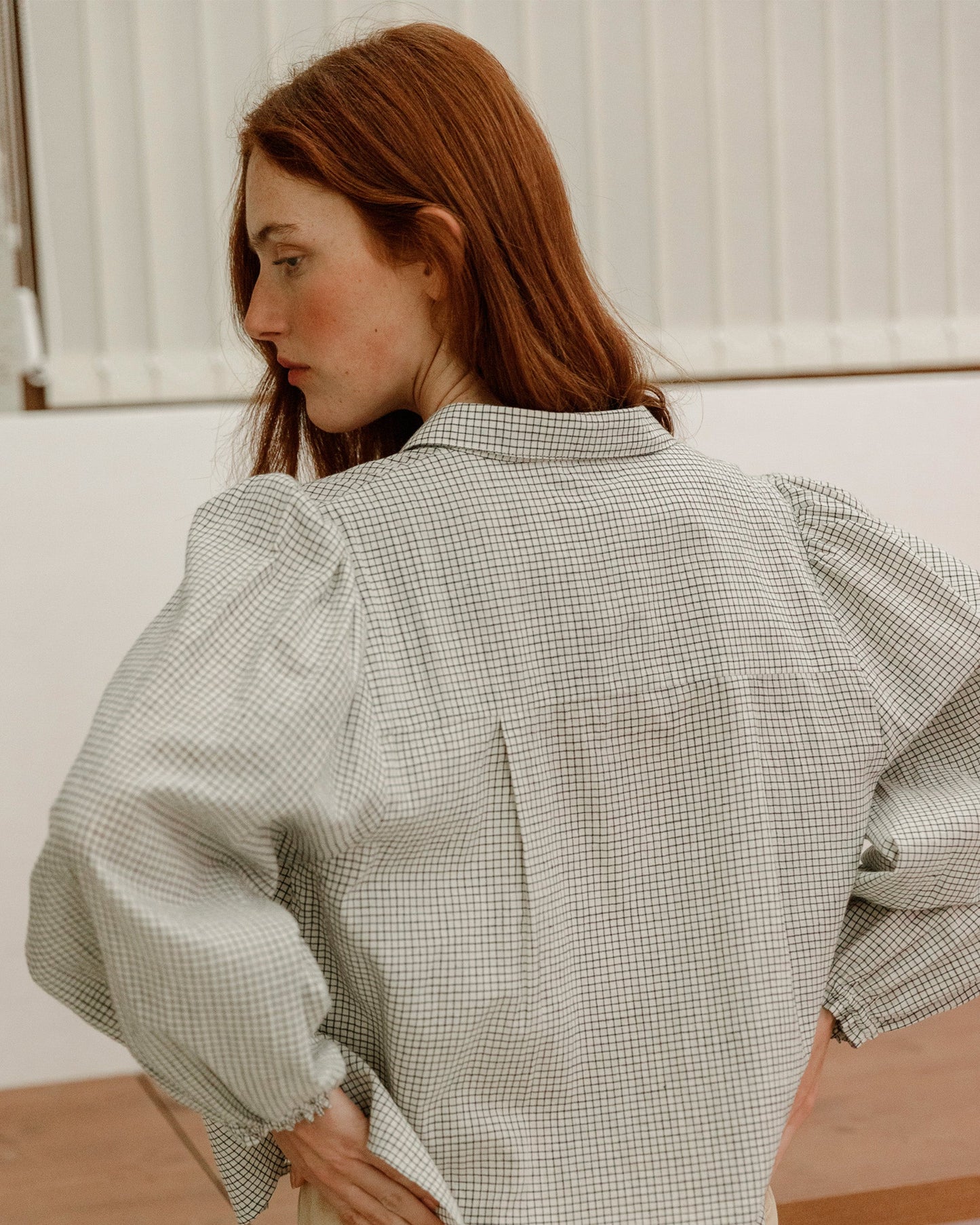 Chemise khadi de coton carreaux noir