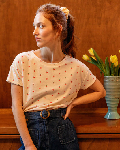 T-shirt éponge petit cœur rouge