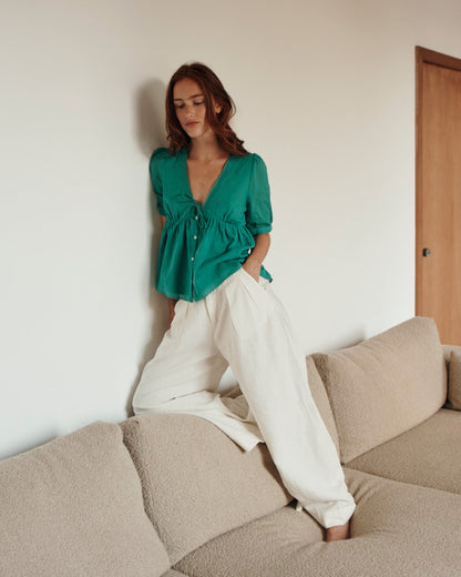 Blouse voile de coton haricot