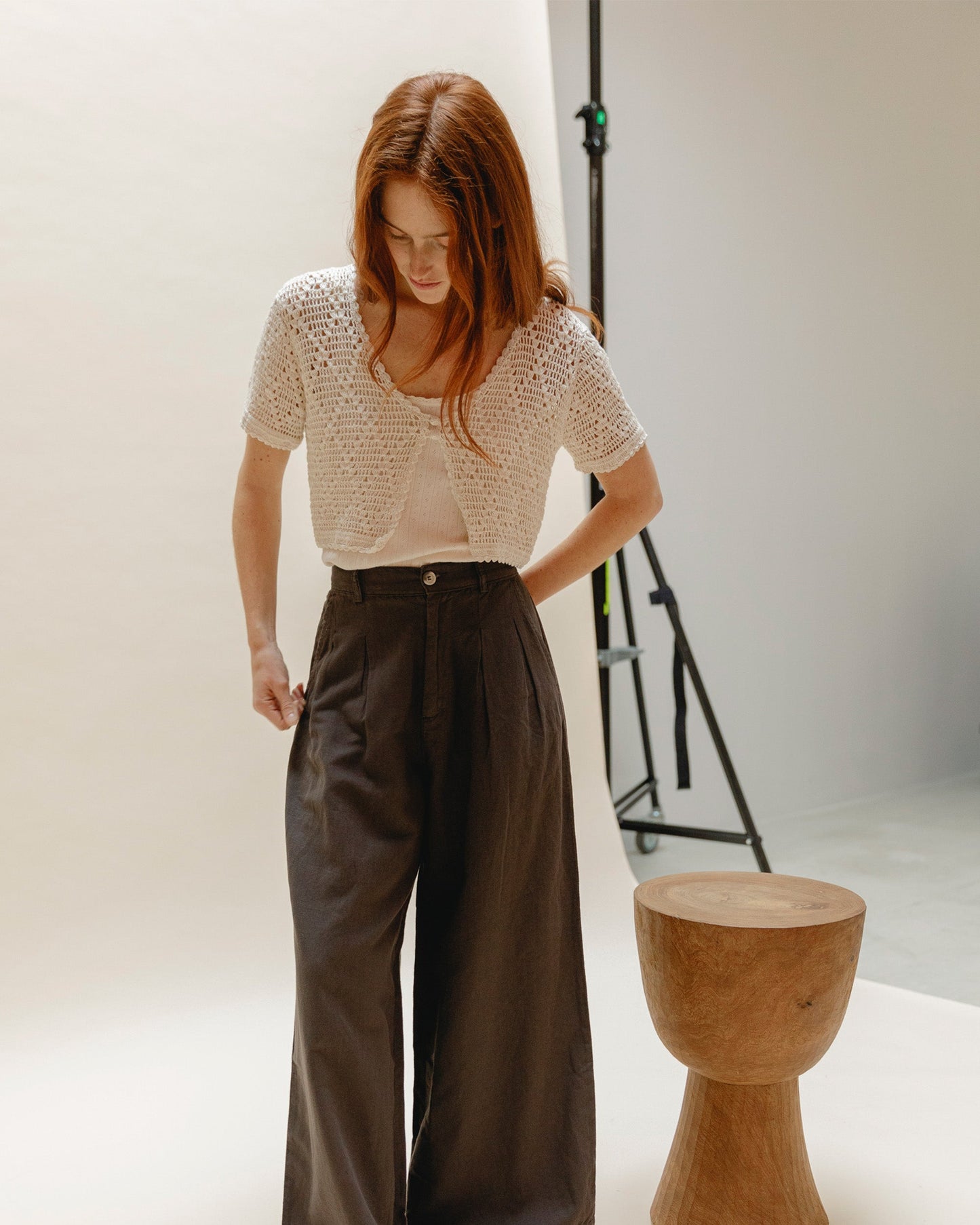 Cardigan crochet femme écru