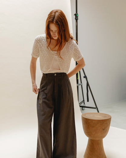 Cardigan crochet femme écru