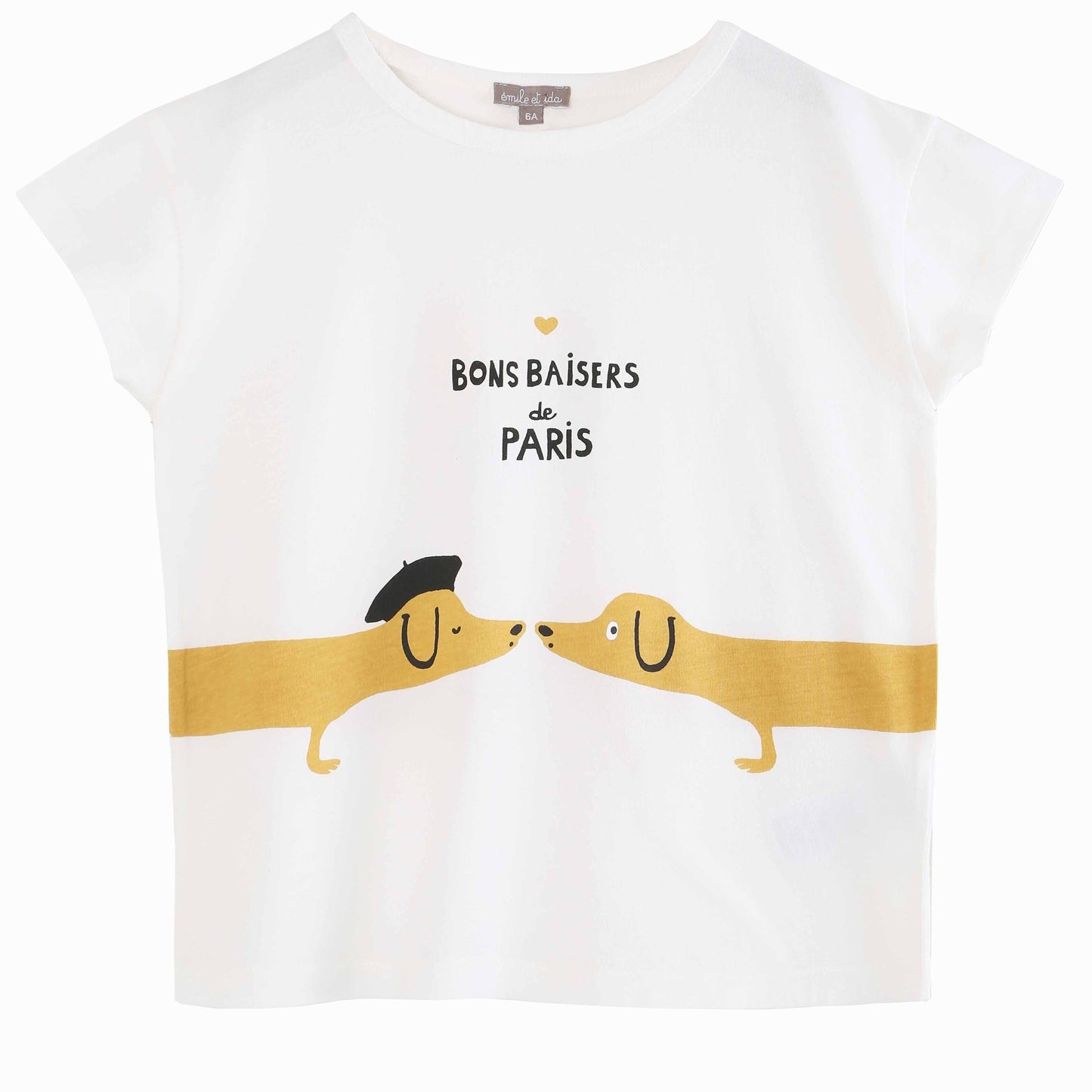 Tee shirt chien imprimé écru